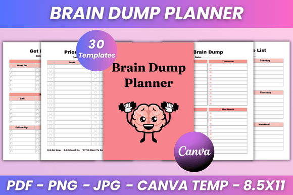 Brain Dump Planner KDP Interior for Creative Workflows