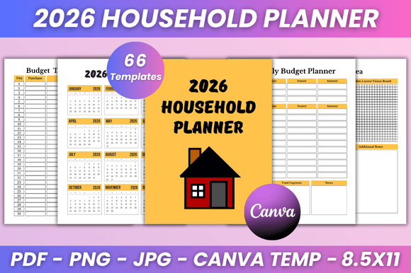 Make 2026 Your Most Organized Year Yet with the 2026 Household Planner KDP Interior